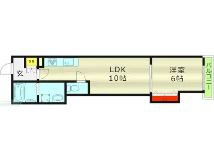 クリエオーレ中茶屋(1LDK/1階)の間取り写真