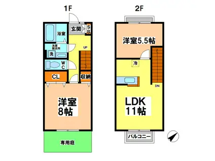 HARRYS PORT(2LDK/1階)の間取り写真