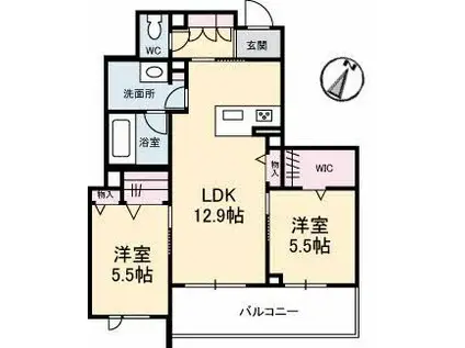 シャーメゾン リヒト(2LDK/2階)の間取り写真