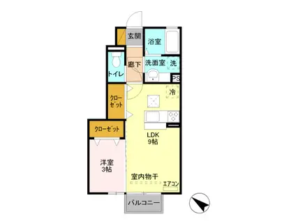 グランシャリオ II(1LDK/1階)の間取り写真