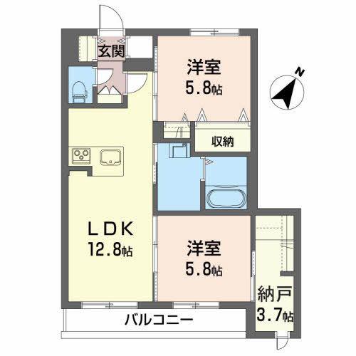メゾンマスト川尻(2SLDK/3階)の間取り写真