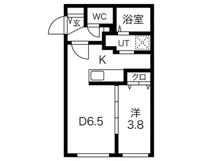 K ケー(1LDK/1階)の間取り写真