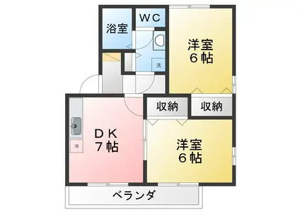 コゥジーコートY・O(2DK/1階)の間取り写真