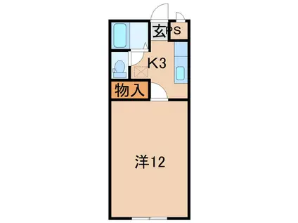 カーサ・ウィン(1K/2階)の間取り写真