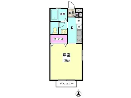 コーポトキワI(ワンルーム/1階)の間取り写真