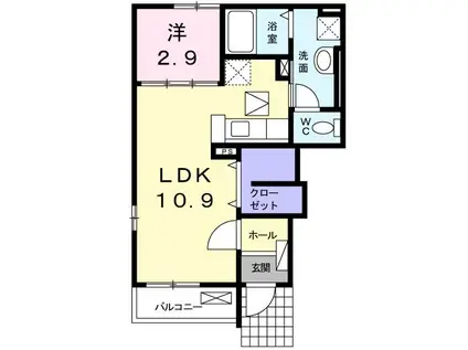 プレシュー 川南(1LDK/1階)の間取り写真