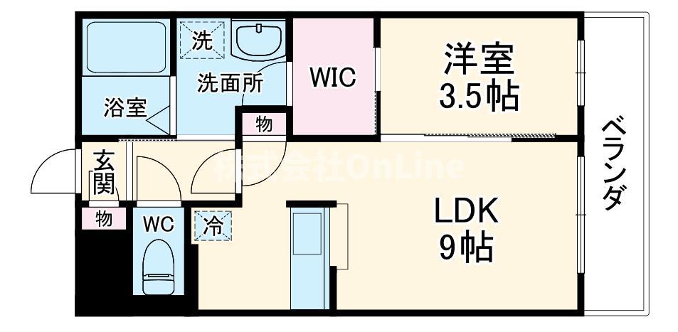 プレサンスNEO長堂アウローラ(1LDK/8階)の間取り写真