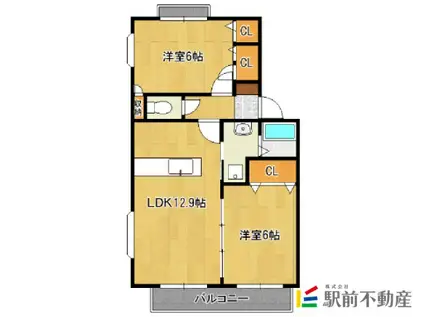 ティアラ観世音寺II(2LDK/1階)の間取り写真