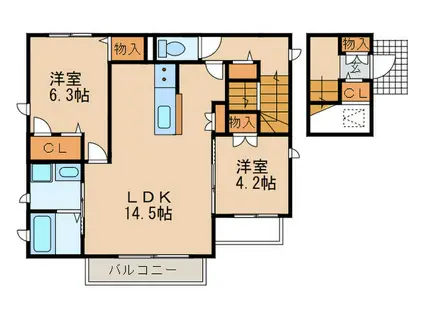 スマートメゾン葵(2LDK/2階)の間取り写真
