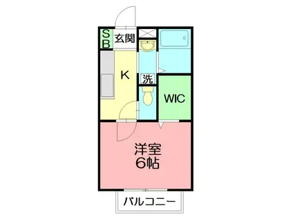 サニーハイツII(1K/2階)の間取り写真