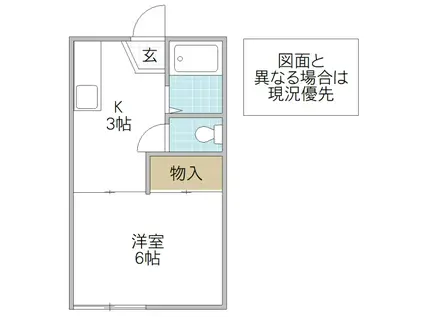 フラットこなん A(1K/2階)の間取り写真