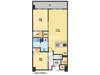 エスポワール長野(2LDK/4階)の間取り写真