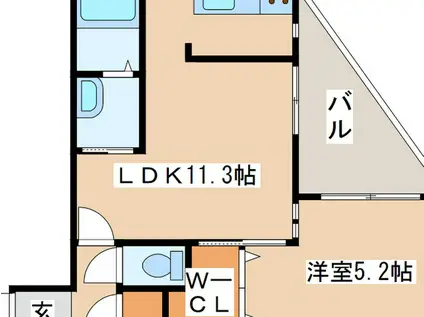 カレラ八軒(1LDK/1階)の間取り写真