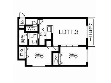 ル・ファール二十四軒(2LDK/2階)の間取り写真