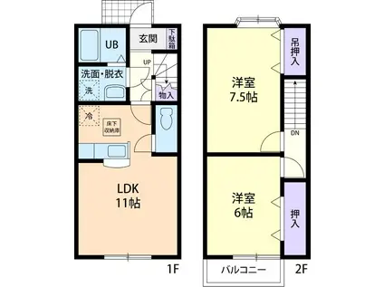 GREEN TERRACE(2LDK/1階)の間取り写真