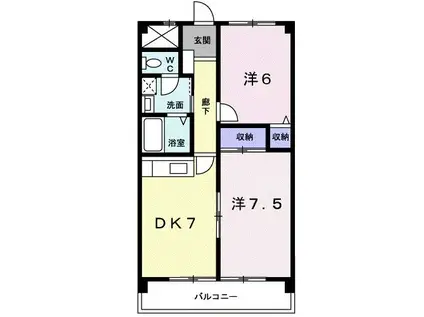 ジュネス戸祭(2DK/2階)の間取り写真