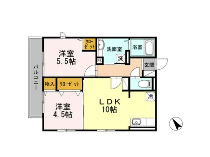 セリジェブラン赤塚新町(2LDK/1階)の間取り写真