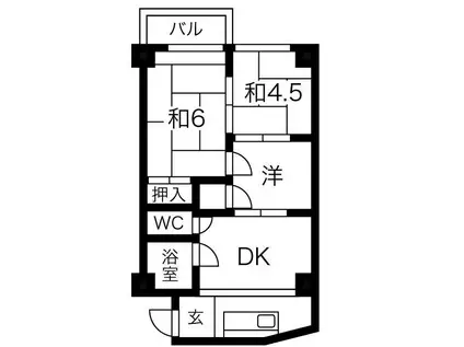 宝第一スカイハイツ(3DK/4階)の間取り写真