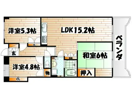 サンライフ別院II(3LDK/7階)の間取り写真