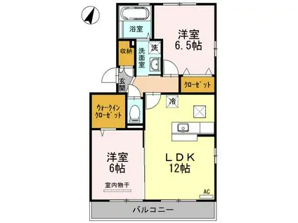 マインパレスII A・B棟(2LDK/1階)の間取り写真