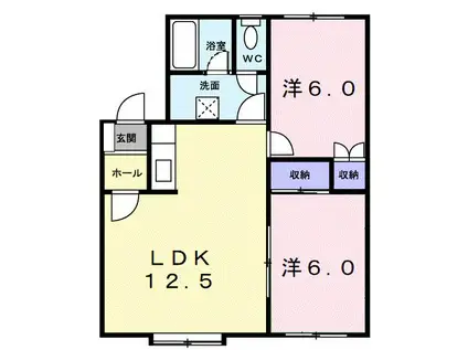 クレストールツイン壱番館(2LDK/2階)の間取り写真