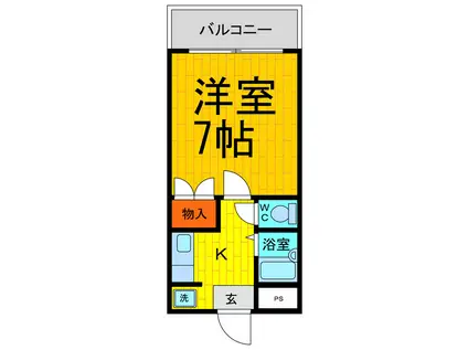 マリンハイムTWIN E(1K/3階)の間取り写真