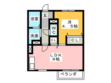 GLORY A棟(1LDK/1階)の間取り写真