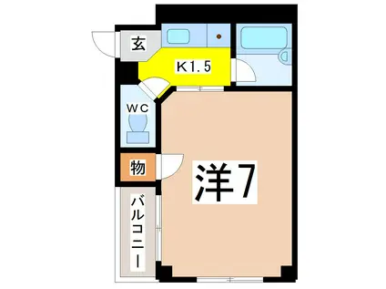 コーポツタエ(1K/3階)の間取り写真