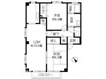 フォブール近藤 A棟(2LDK/2階)の間取り写真