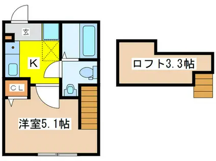 ポルトコリーナ鶴川(1K/1階)の間取り写真