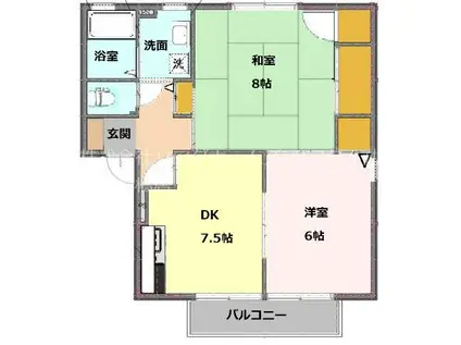 スリーゼ(2DK/2階)の間取り写真