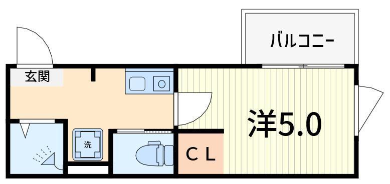MELLAS京成小岩II(1K/2階)の間取り写真
