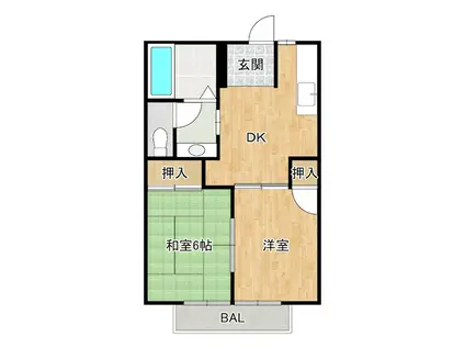 エスパシオ国分(1LDK/1階)の間取り写真