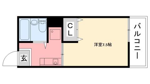 トールウッドC(1K/2階)の間取り写真