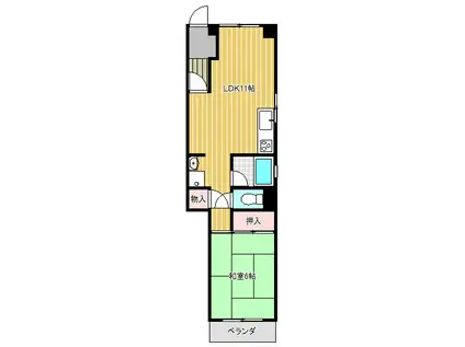 水武ビル(1LDK/6階)の間取り写真