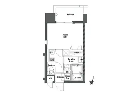 エンクレスト博多MATE(1K/8階)の間取り写真