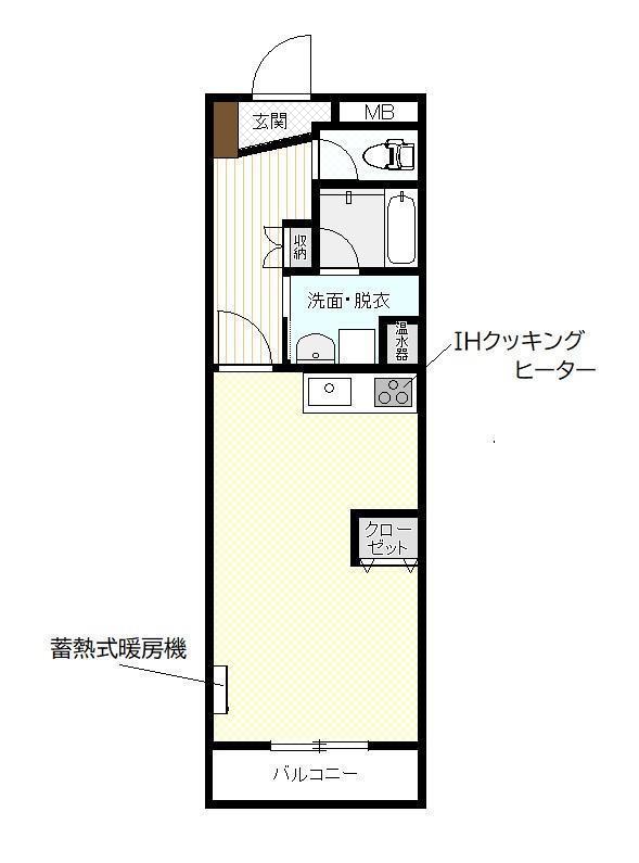 ホヤージュ(1DK/2階)の間取り写真
