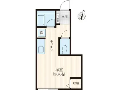 カウベル山王(ワンルーム/1階)の間取り写真