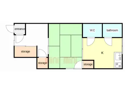シマダハイツ(1K/2階)の間取り写真
