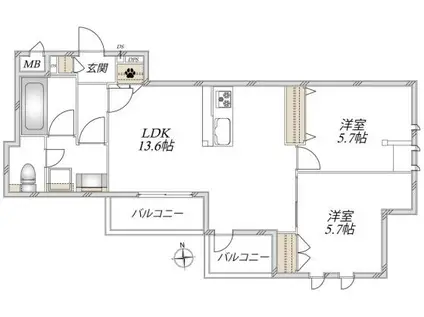 シュシュ・ドミールII(2LDK/3階)の間取り写真