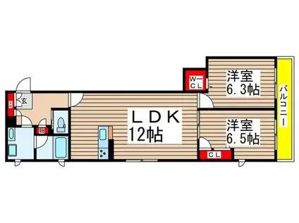 ラフォルトゥーナ(2LDK/1階)の間取り写真