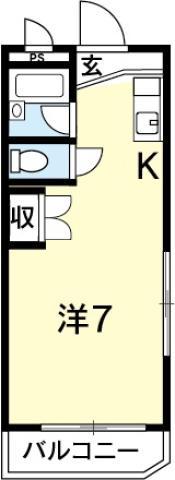 ハイツ高畠(ワンルーム/2階)の間取り写真