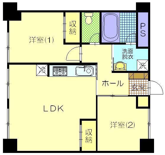 日興ロイヤルマンション(2LDK/4階)の間取り写真