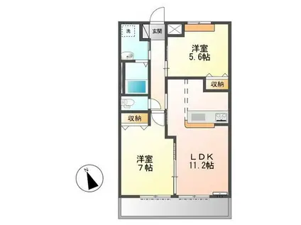 パストラルYAGUSU(2LDK/1階)の間取り写真