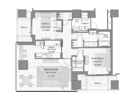 虎ノ門ヒルズ レジデンシャルタワー(2LDK/10階)の間取り写真