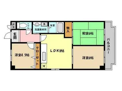 エレガントライフ深江(3LDK/3階)の間取り写真