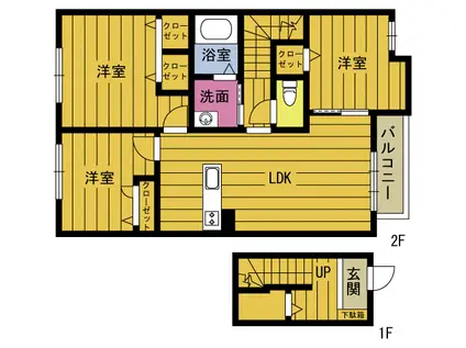 クラヴィエつるみ(3LDK/2階)の間取り写真