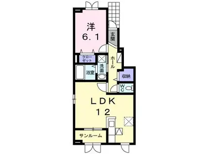 カーサ・レイ3(1LDK/1階)の間取り写真