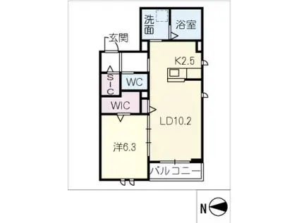 LE LIERREII(1LDK/2階)の間取り写真