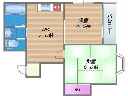 プランドール90(2DK/2階)の間取り写真